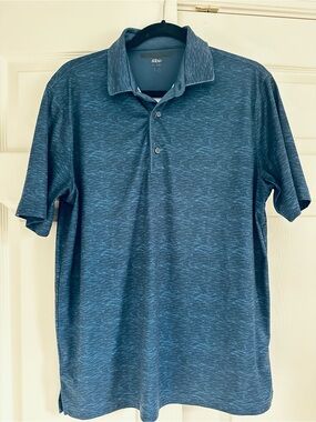 Greg Norman Men's Blue Heathered Performance Polo M